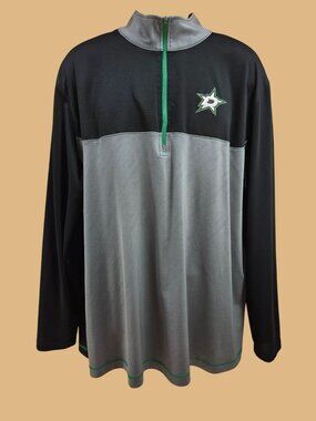 NHL Dallas Stars Quarter Zip Pullover Mens XXL Black Gray Green Official License